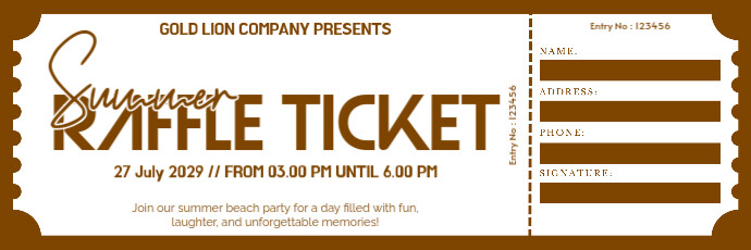 Typographic Summer Raffle Ticket | Raffle Ticket Card Twitter Banner template